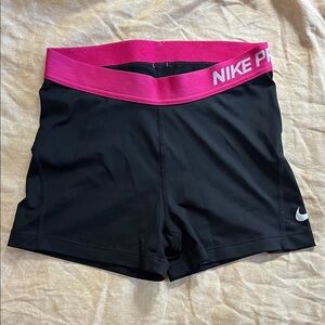 Nike Women's Athletic Shorts Dri-FIT in Black with Pink Waistband